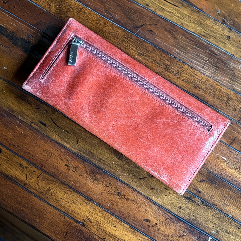 Red Leather Wallet with Zipper